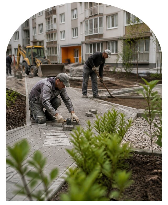 Благоустройство двора многоквартирного дома в Хабаровске